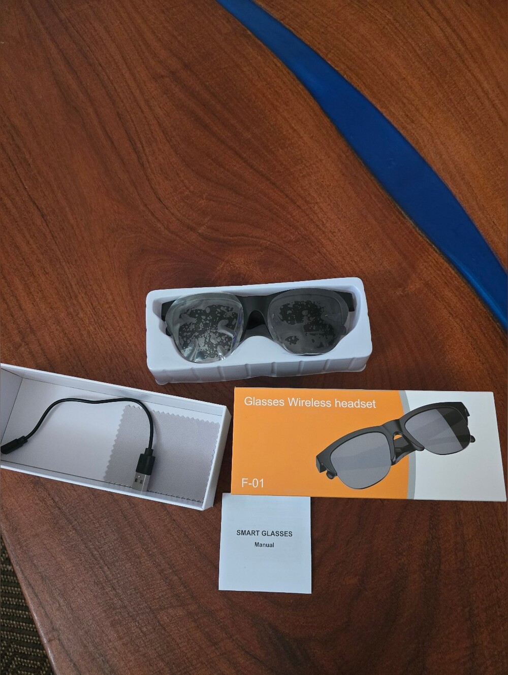 F-01 Smart Glasses Wireless Headset in Black and Gray